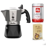 Гейзерная кофеварка и 2 вида молотого кофе